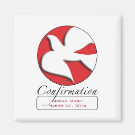 Bestätigung der weißen Taube im roten Kreis Magnet