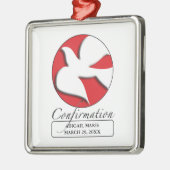 Bestätigung der weißen Taube im roten Kreis Silbernes Ornament (Links)