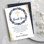 Bestätigung des Blue Wreath Gold Glitzer der Marin Dankeskarte<br><div class="desc">Blue Wreath Gold Glitzer Bestätigung Danke Karte</div>