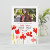 Bestätigung des Red Poppies-Fotos Einladung (Stehend Vorderseite)