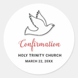 Bestätigung Dove mit Rot anpassen Runder Aufkleber