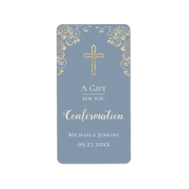 Bestätigung Dusty Blue Gold Hand Sanitizer Adressaufkleber