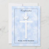 Bestätigung einladen Tauben und Kreuz auf blaue Ei Einladung (Vorderseite)