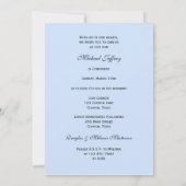 Bestätigung einladen Tauben und Kreuz auf blaue Ei Einladung (Rückseite)