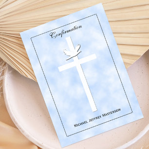 Bestätigung einladen Tauben und Kreuz auf blaue Ei Einladung