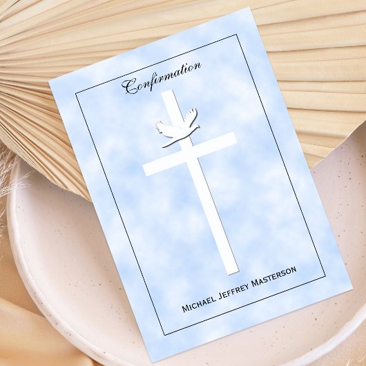 Bestätigung einladen Tauben und Kreuz auf blaue Ei Einladung