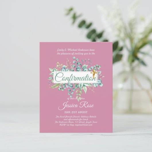 Bestätigung Einladungen Eukalyptus Greenery Budge (Stehend Vorderseite)