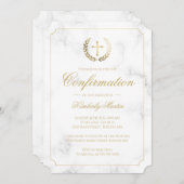 Bestätigung Elegantes White Marble Gold Script Gir Einladung (Vorne/Hinten)