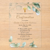 Bestätigung Eukalyptus Greenery Gold Girl Acryleinladungen (Vorderseite)