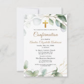 Bestätigung Eukalyptus Greenery Gold Girl Einladung (Vorderseite)