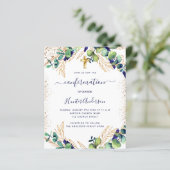 Bestätigung Eukalyptus grün blaue Einladung (Stehend Vorderseite)