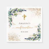 Bestätigung Eukalyptusgrün Glitzer Monogramm Serviette (Vorderseite)