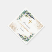 Bestätigung Eukalyptusgrün Glitzer Monogramm Serviette (Ecke)