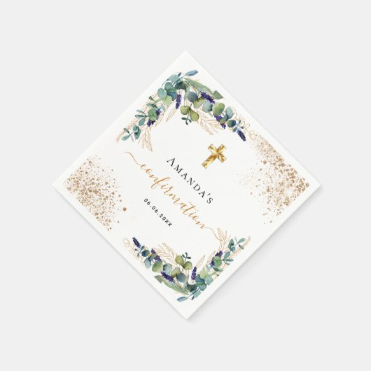 Bestätigung Eukalyptusgrün Glitzer Monogramm Serviette (Ecke)