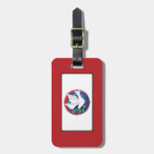 Bestätigung farbenfrohe Taube auf rotem Hintergrun Gepäckanhänger (Vorderseite vertikal)