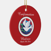 Bestätigung farbenfrohe Taube auf rotem Hintergrun Keramik Ornament (Rechts)