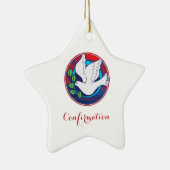 Bestätigung farbenfrohe Taube auf rotem Hintergrun Keramik Ornament (Rechts)