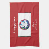 Bestätigung farbenfrohe Taube auf rotem Hintergrun Küchentuch (Vertikal)