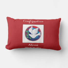 Bestätigung farbenfrohe Taube auf rotem Hintergrun Lendenkissen