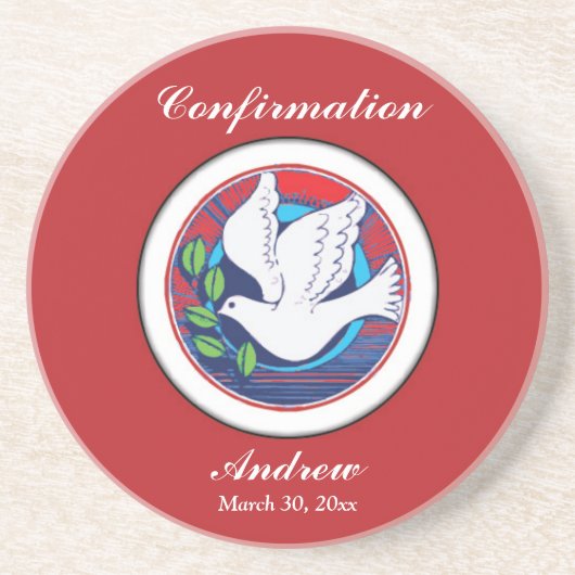 Bestätigung farbenfrohe Taube auf rotem Hintergrun Untersetzer (Vorne)