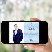 Bestätigung Foto Cross Blue Junge danke Karte