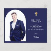 Bestätigung Foto Junge Marine Blau Dankeschön Kart (Vorderseite)