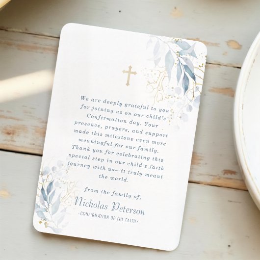 Bestätigung für das moderne Foliage Gold Cross Dankeskarte