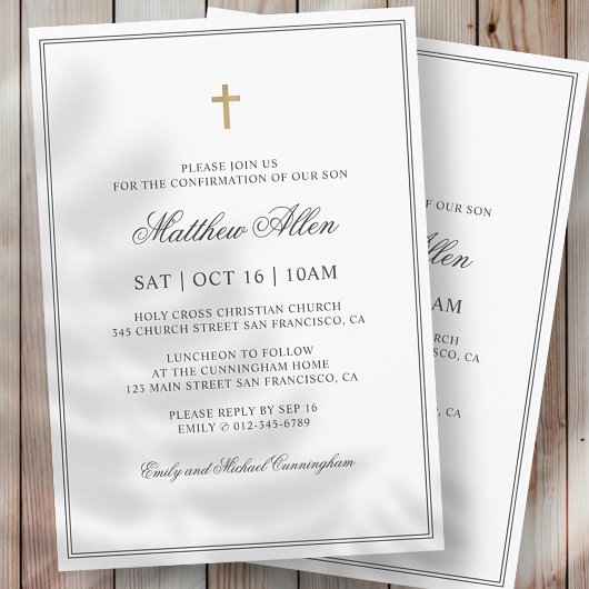 Bestätigung für ihn | Elegantes Classic Cross Einladung