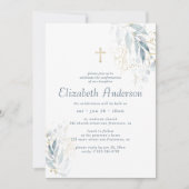 Bestätigung für ihr modernes Foliage Gold Cross Einladung (Vorderseite)