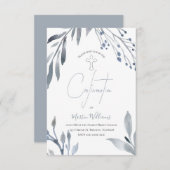 Bestätigung für staubblaues Blattwerk Einladung (Vorne/Hinten)