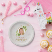 Bestätigung Girl Foto Marble White Lilies Gold Pappteller (Party)