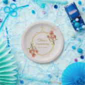 Bestätigung Girl Marble Pink Magnolia Geometric Pappteller (Party)