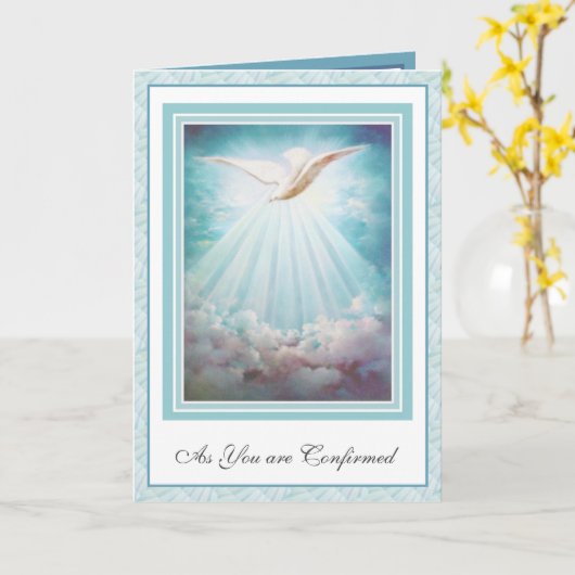 Bestätigung Heiliger Geist Wolken Rays Dove Karte (Gelbe Blume)