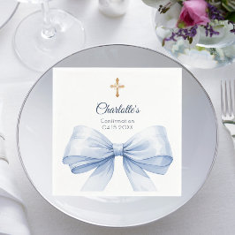 Bestätigung hellblaue Schleife Kreuz Lunch Serviette