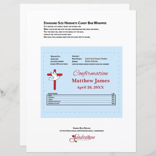 Bestätigung Hershey Candy Bar Wrapper Red Cross (Vorne/Hinten)
