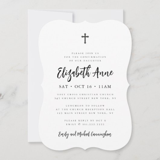 Bestätigung ihres modernen Minimalistischen Kreuze Einladung (Vorderseite)
