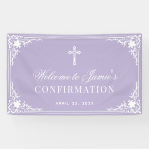 Bestätigung Lavendel Weiß Kalligrafie Vintage Banner