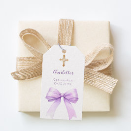Bestätigung lila Schleife Kreuz Mädchen DIY Geschenkanhänger