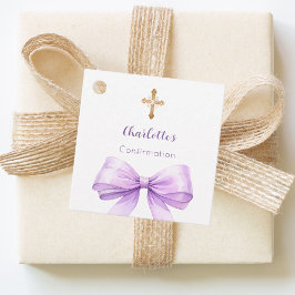 Bestätigung lila Schleife Kreuz Mädchen DIY Geschenkanhänger
