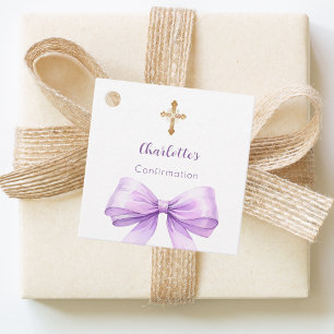 Bestätigung lila Schleife Kreuz Mädchen DIY Geschenkanhänger
