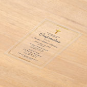 Bestätigung Navy Blue Gold Minimalistisch Boy Acryleinladungen (Ablage )