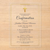 Bestätigung Navy Blue Gold Minimalistisch Boy Acryleinladungen (Vorderseite)