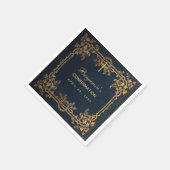 Bestätigung Navy Blue Gold Rines Vintag Elegant Serviette (Ecke)