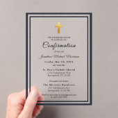 Bestätigung Navy Blue White Minimalistisch Boy Acryleinladungen (Insitu (Handheld))