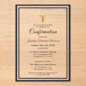 Bestätigung Navy Blue White Minimalistisch Boy Acryleinladungen (Vorderseite)