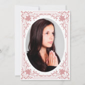 Bestätigung Pink Girl Foto Dusty Rose Vintag Einladung (Rückseite)