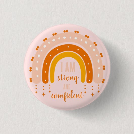 BESTÄTIGUNG QUOTE PINK RETRO STIL RAINBOW BOHO BUTTON (Vorderseite)
