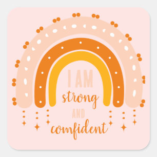 BESTÄTIGUNG QUOTE PINK RETRO STIL RAINBOW BOHO QUADRATISCHER AUFKLEBER