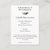 Bestätigung Religiöse Heilige Geisttaube Platzkart Platzkarte (Rückseite)