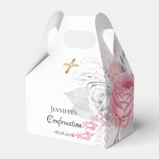 Bestätigung rosa bläserfarbenes silbernes Mädchen Geschenkschachtel (Rückseite)